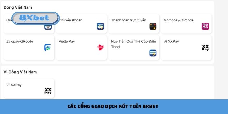 Các cổng giao dịch rút tiền 8xbet