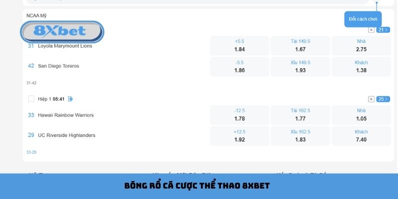 Bóng rổ cũng nằm trong hạng mục cá cược thể thao 8xbet